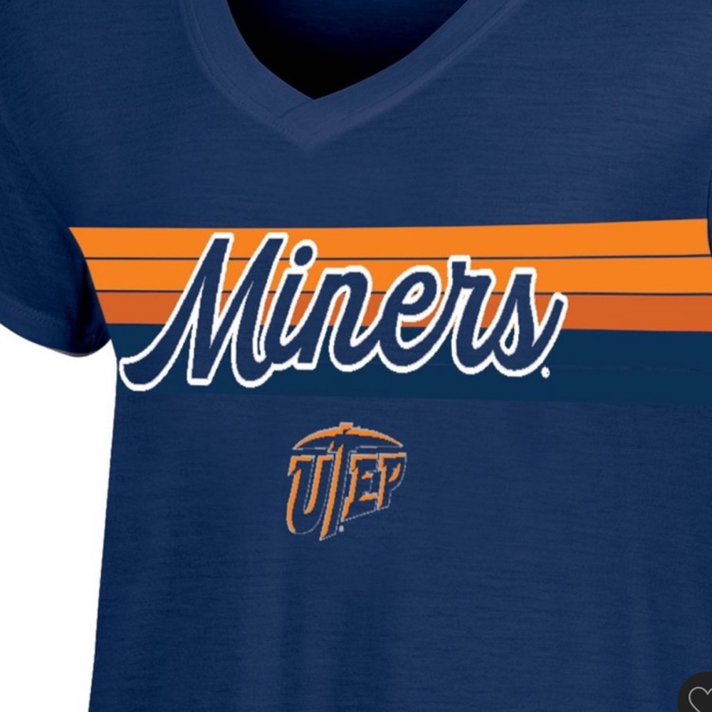 Blue and Orange Short Sleeve Tee with Collegiate Style